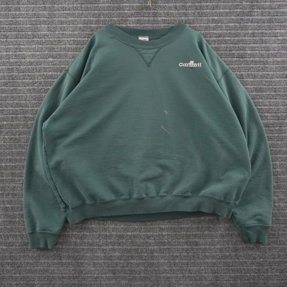 Vintage 90s Carhartt Sweatshirt Mens XL Green Embroidered Logo Pullover